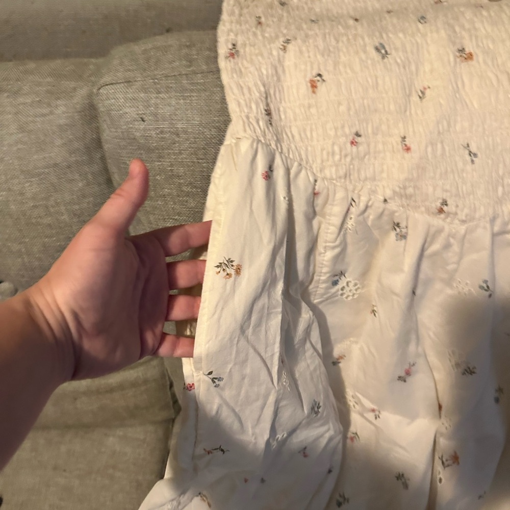 American Eagle Outfitters Cream Floral Dress- worn once for a wedding!